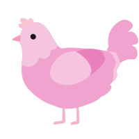 A pink chicken with a head pattern