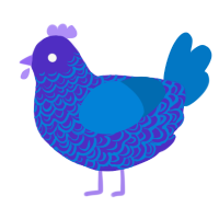 marina, a indigo and sapphire chicken with a double-lace pattern
