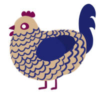 A beige and navy chicken with a lace pattern