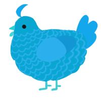 A cerulean and sky chicken with a lace pattern