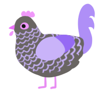 Larry, a grey and lilac chicken with a lace pattern