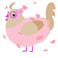 A rose and beige chicken with a head pattern