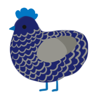 A navy and ash chicken with a lace pattern