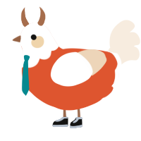 A vermilion and cream chicken with a head pattern