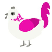 (unnamed), a white and fuchsia chicken with a neck-speckle pattern