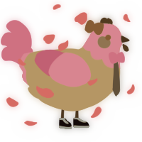 A beige and pink chicken with a head pattern