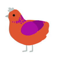mango lassi, a vermilion and plum chicken with a neck-speckle pattern