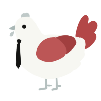 Deggster, a white and red chicken