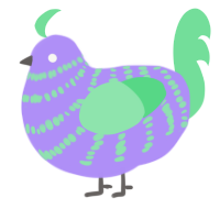 A lilac and spring chicken with a bar pattern