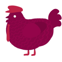 A maroon chicken with a lace pattern