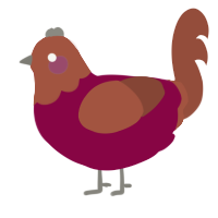 walmart hinawa, a maroon and russet chicken with a head pattern