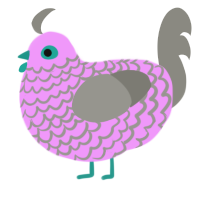 A lavender and ash chicken with a lace pattern