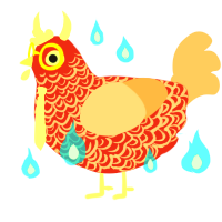 Wasabi Wagyu, a red and beige chicken with a double-lace pattern