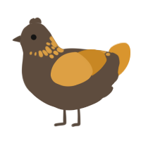 Choco Caramel, a bark and orange chicken with a neck-speckle pattern