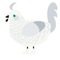 Ptarmigan, a white and mist chicken with a lace pattern
