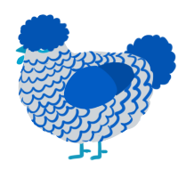 A mist and ultramarine chicken with a lace pattern