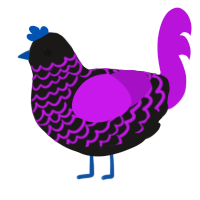 A sable and amethyst chicken with a lace pattern