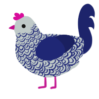 A silver and navy chicken with a double-lace pattern