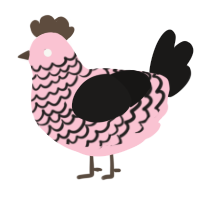 A rose and sable chicken with a lace pattern