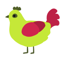 TOXIC WASTE, a lime and crimson chicken