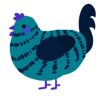 BerryFields, a sea and tumblr chicken with a bar pattern