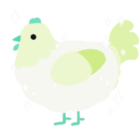 A white and apple chicken with a head pattern