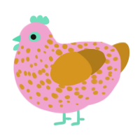 5087, a pink and ochre chicken with a speckle pattern