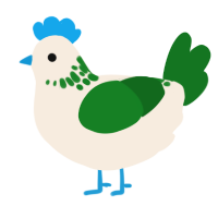 A cream and leaf chicken with a neck-speckle pattern
