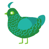 Jade, a viridian and turquoise chicken with a lace pattern