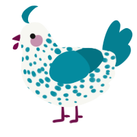 Sea Freckle, a white and sea chicken with a speckle pattern
