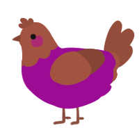 A plum and russet chicken with a head pattern