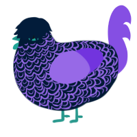 A tumblr and blurple chicken with a double-lace pattern