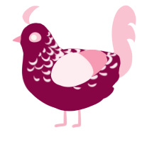 A maroon and rose chicken with a half-lace pattern