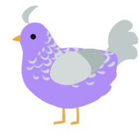 Lavender, a lilac and silver chicken with a half-lace pattern