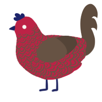 A crimson and bark chicken with a double-lace pattern