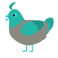 hatsune micoo, a ash and turquoise chicken with a head pattern