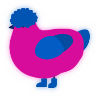 A fuchsia and ultramarine chicken