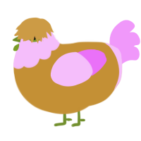 A gold and lavender chicken with a head pattern