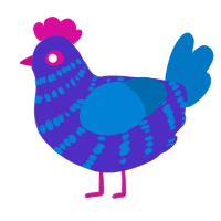 A indigo and sapphire chicken with a bar pattern