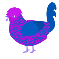 WIP mother chicken, a amethyst and ultramarine chicken with a double-lace pattern