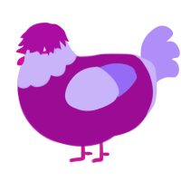 A plum and lilac chicken with a head pattern
