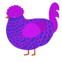 A indigo and amethyst chicken with a lace pattern