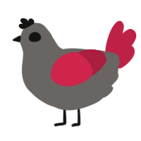 little red, a grey and crimson chicken