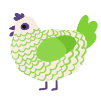 A cream and grass chicken with a lace pattern