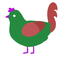 A viridian and red chicken