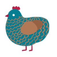 A sea and brown chicken with a lace pattern