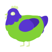 A grass and indigo chicken with a head pattern