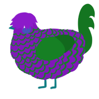 A violet and leaf chicken with a lace pattern