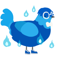 A ultramarine and sky chicken with a head pattern