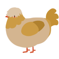 A beige and gold chicken with a head pattern